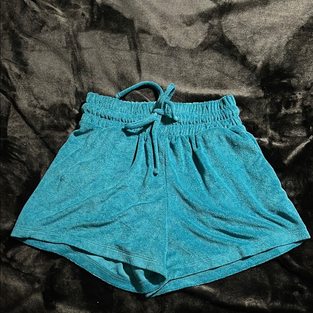 Zenana Outfitters Blue Athletic Shorts with Elastic Waistband and Jacket set